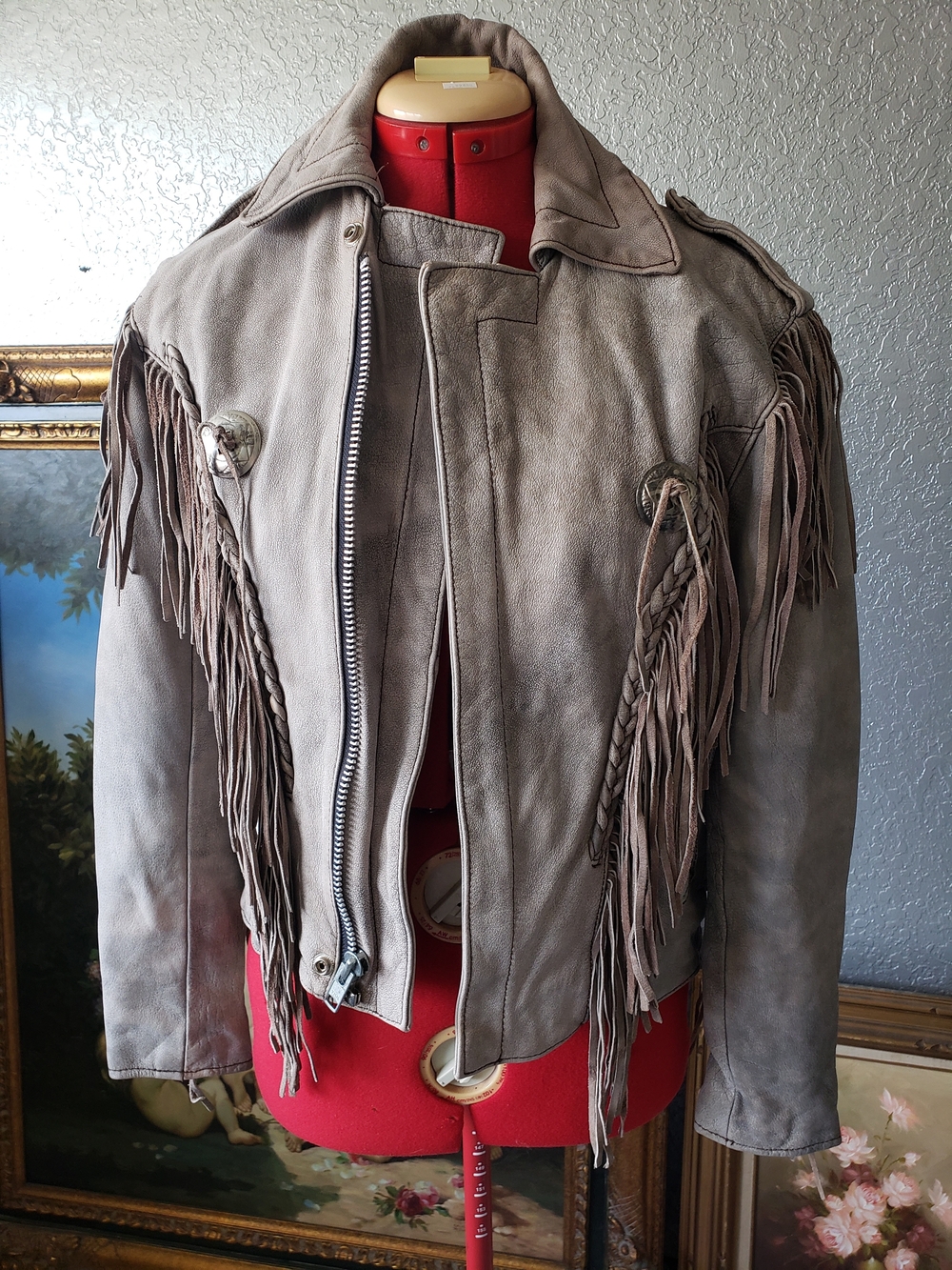Fringed Taupe Suede Leather Jacket - Western-Inspired